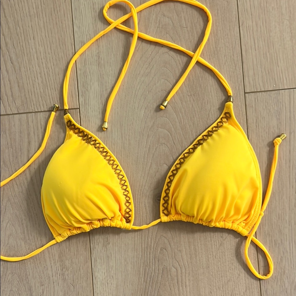 Columbian Yellow beaded Bikini Top